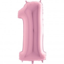 Balão Foil Nº 1 Rosa Pastel