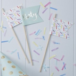 Gold Foiled & Sprinkles Party Flags - Pick And Mix