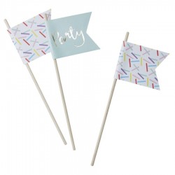 Gold Foiled & Sprinkles Party Flags - Pick And Mix
