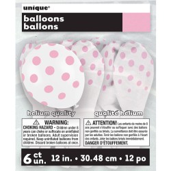 Pack 6 Balões Brancos Bolinhas Rosa