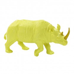 Rinoceronte Amarelo Neon e Dourado