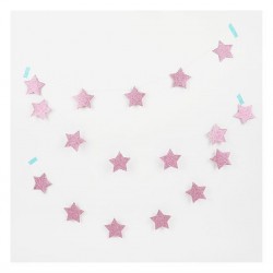 Grinalda de Estrelas Glitter Rosa