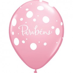 Balão Rosa Impressão Parabéns***