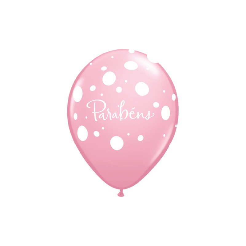 Balão Rosa Impressão Parabéns***