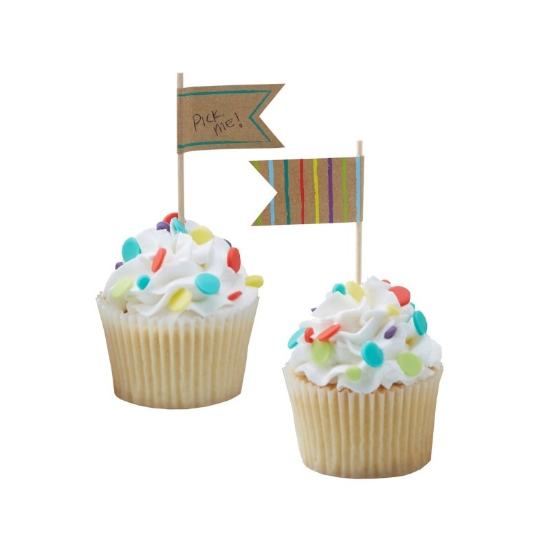 Kraft Cupcake Toppers - Happy Birthday Kraft