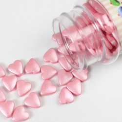 Confetis Corações Rosa Perolados