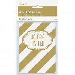 Convites Brancos Listas Douradas
