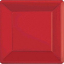 Pratos Quadrados Vermelho Metalizado 26 cms