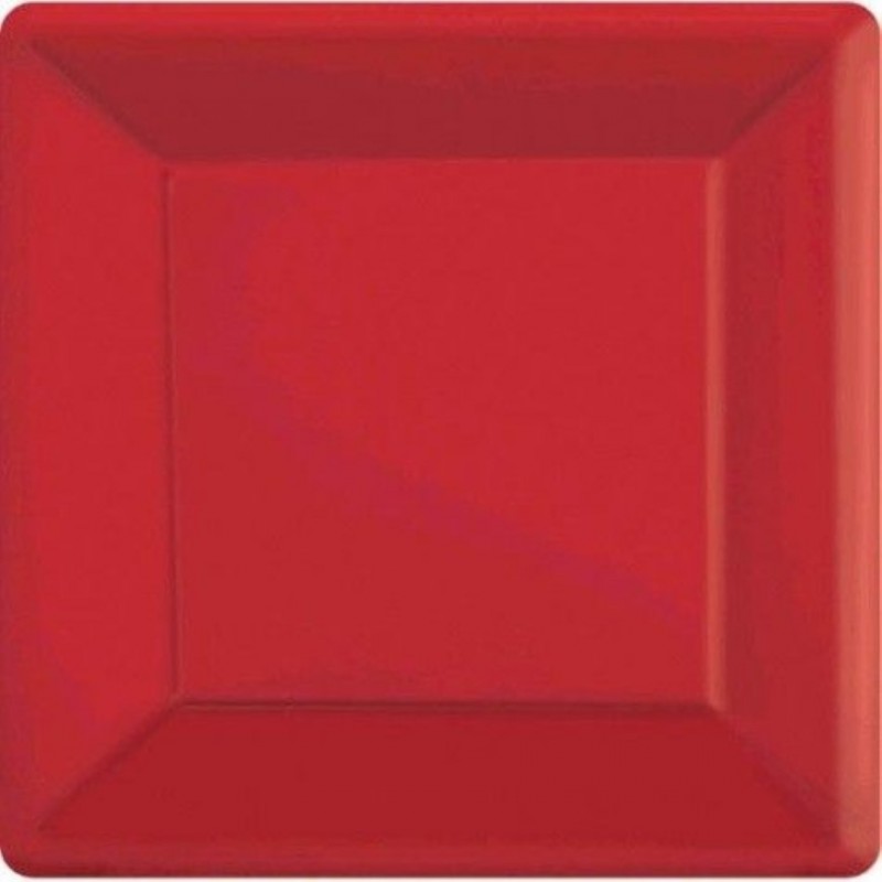 Pratos Quadrados Vermelho Metalizado 26 cms
