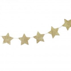 Grinalda Estrelas Glitter Douradas Madeira