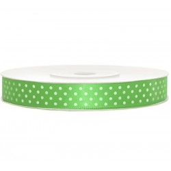 Fita Verde Neon Bolinhas Brancas 1.2 cms *