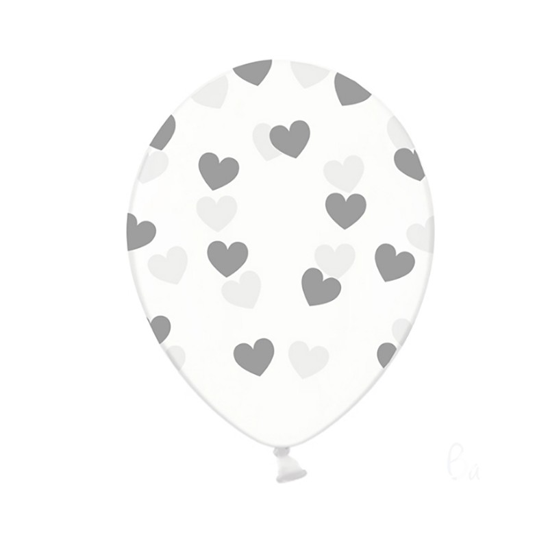 Balões Transparentes com Corações Prateados