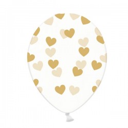 Balões Transparentes com Corações Dourados