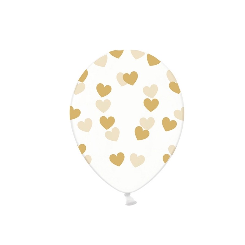 Balões Transparentes com Corações Dourados