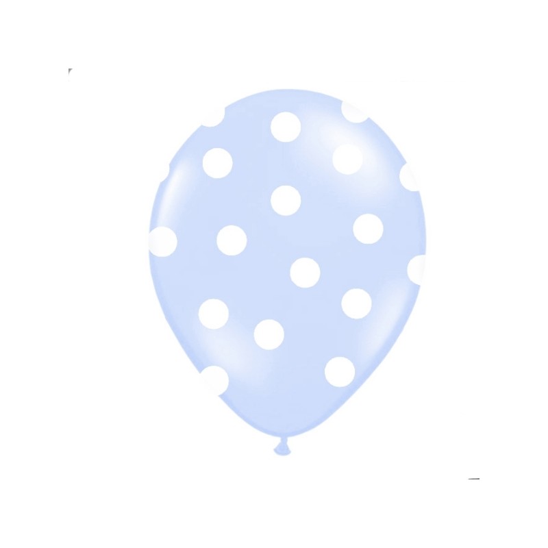 Balões Baby Blue Bolinhas Brancas