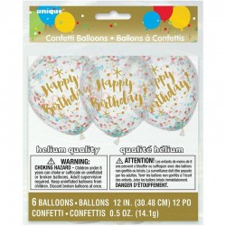 Balão Transparente Confetis Happy Birthday