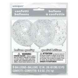 Balão Transparente Confetis Prateados