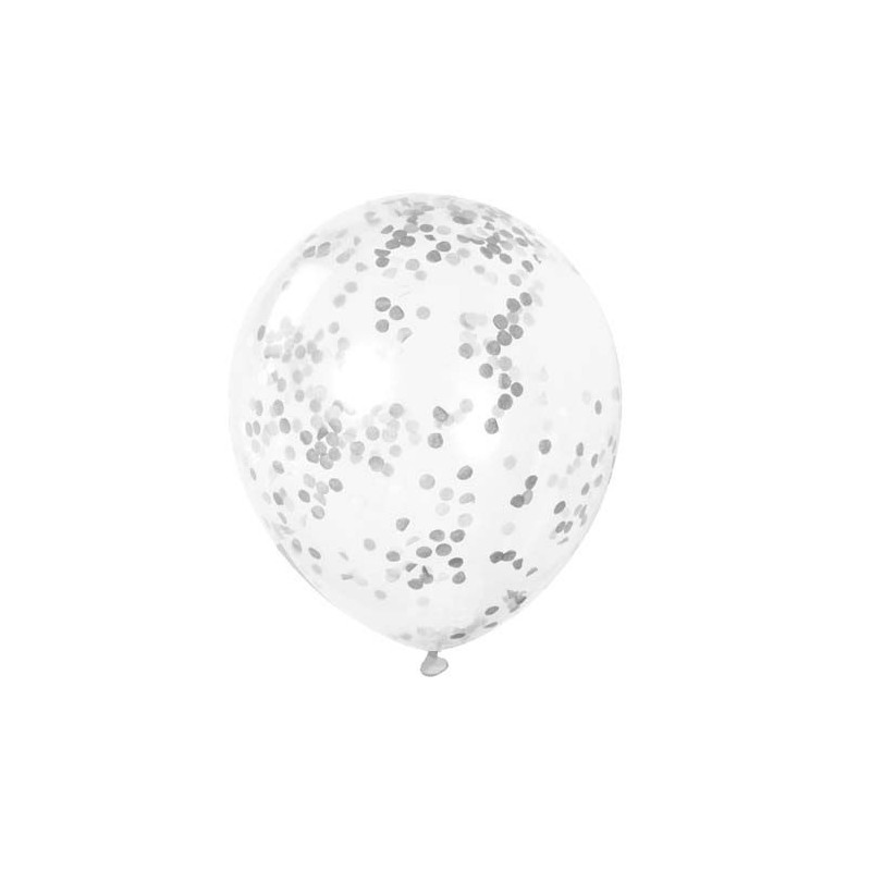 Balão Transparente Confetis Prateados
