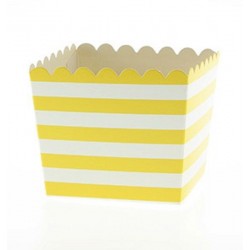 Caixa de Doces e Pipocas Branca Riscas Amarelas