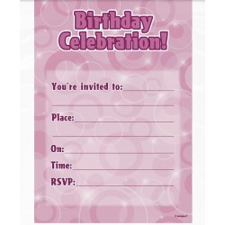 16 Convites Rosa