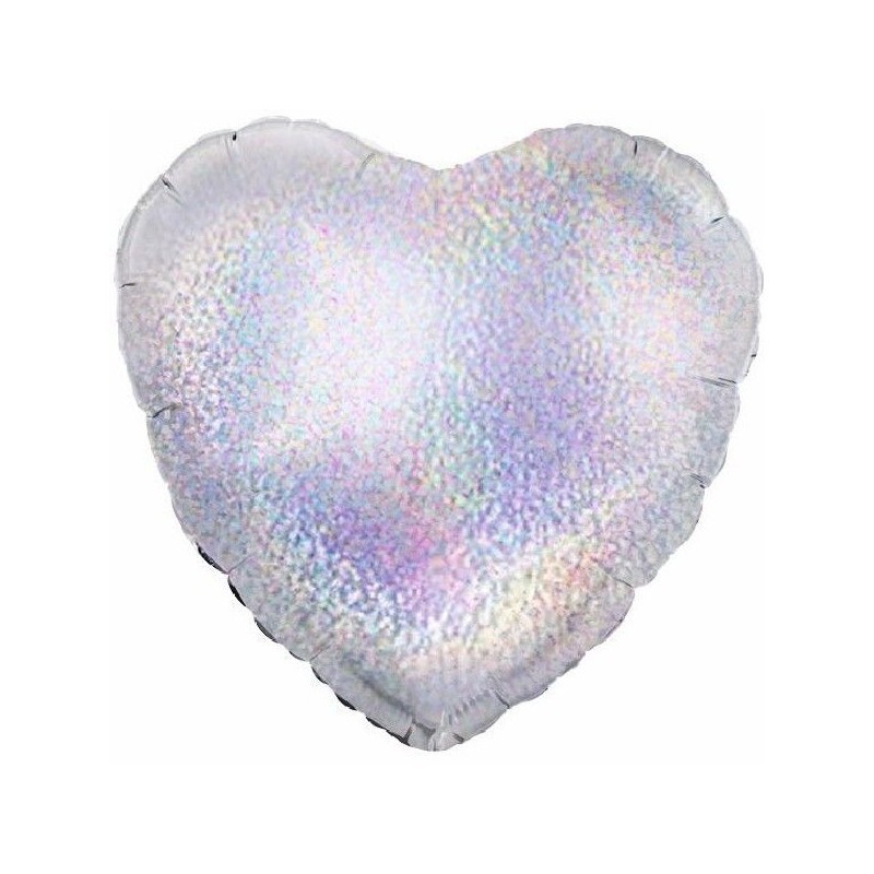 Balão Foil Coração Prata Holográfico