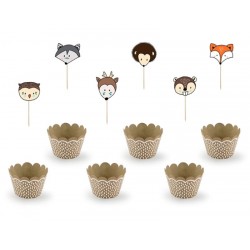Kit Cup Cakes + Toppers  Tema Floresta