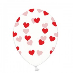 Balões Transparentes com Corações Vermelhos