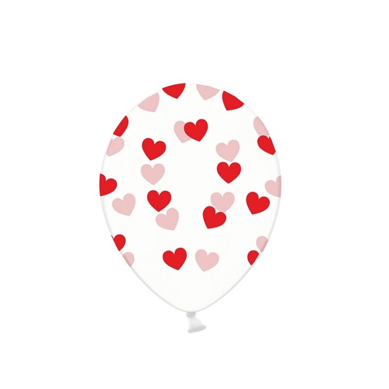 Balões Transparentes com Corações Vermelhos