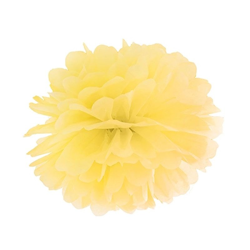Pompom Amarelo Pastel 25 cms