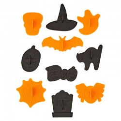 Conjunto de 10 Cortadores Marcadores Halloween Wilton
