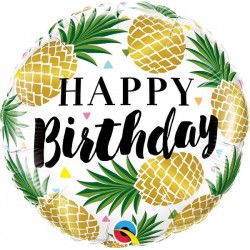 Balão Foil Happy Birthday Ananases