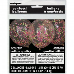 6 Balões Confetis Néon