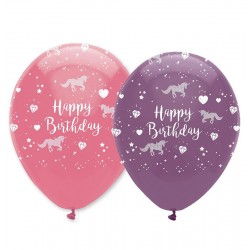 6 Balões Happy Birthday Unicórnios