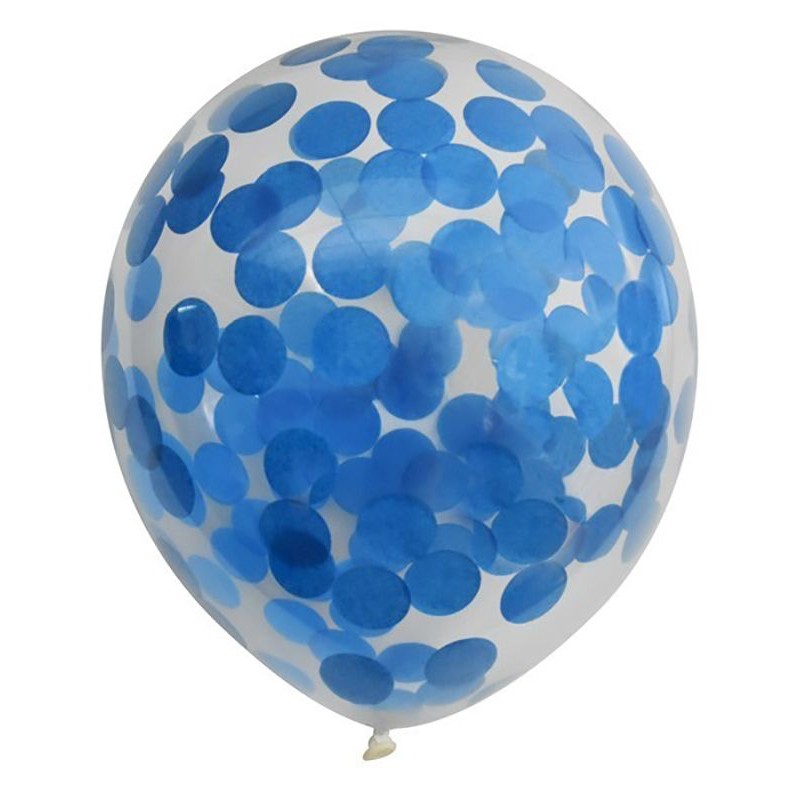 Balões Transparentes Confetis Azuis