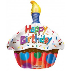 Balão Foil Cup Cake Happy Birthday
