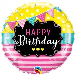 Balão Bandeirolas Happy Birthday