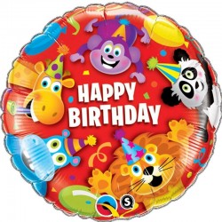 Balão Happy Birthday Animais em Festa
