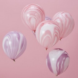 10 Balões Rosa e Lilás Marmoreados