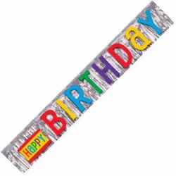 Banner Happy Birthday Foil Prata