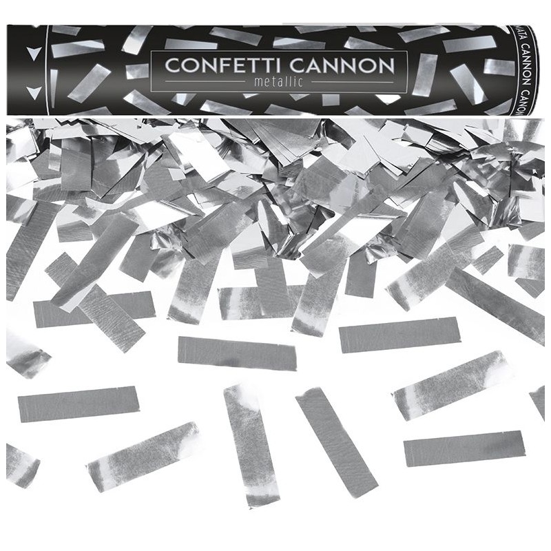 Canhão de Confetis Prateado 40 cms