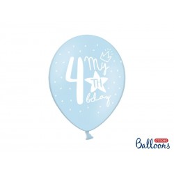 6 Balões 4º Aniversário Cores Pastel