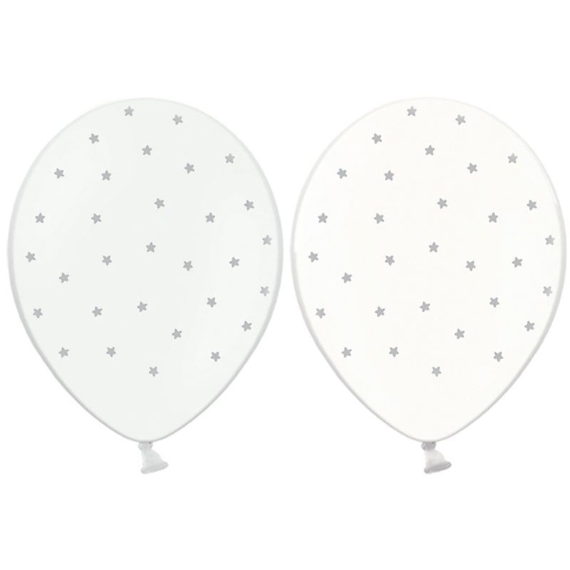 Balões Brancos e Transparentes Estrelas Prateadas preço por unidade***