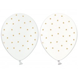 Balões Brancos e Transparentes Estrelas Douradas preço por unidade***