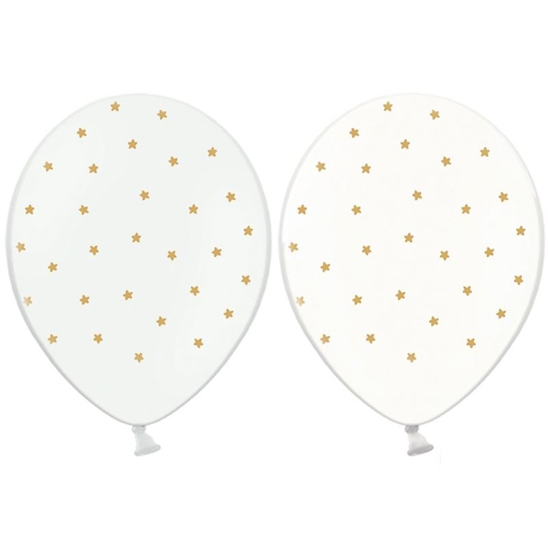 Balões Brancos e Transparentes Estrelas Douradas preço por unidade***