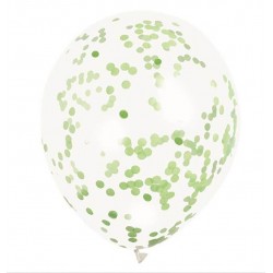 Balão Transparente Confetis Verde Lima