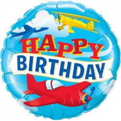 Balão Foil Happy Birthday Avião