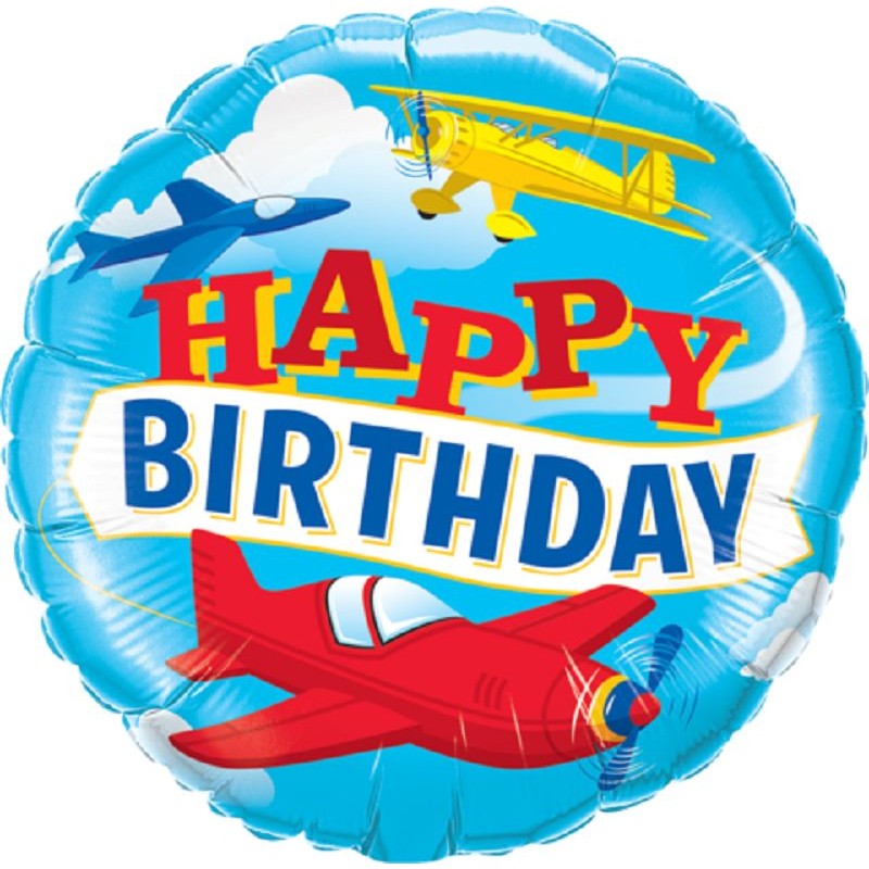 Balão Foil Happy Birthday Avião