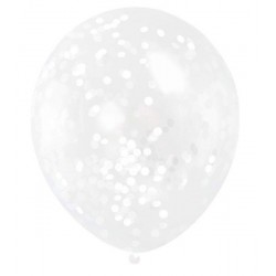 Balões Transparentes Confetis Brancos