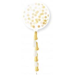 Balão Transparente 90 cms confetis dourados com Tassel