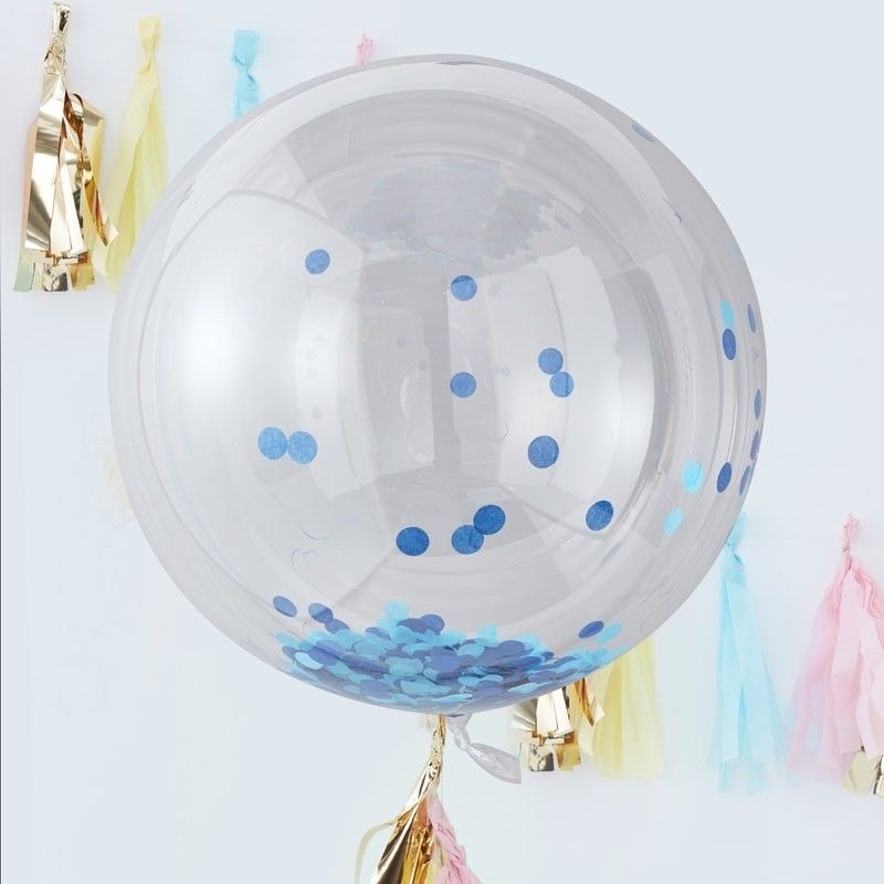 3 Balões ORB Confetti Grande Azul - PICK & MIX